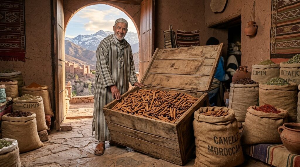 Photorealistic stock photo, 16:9 format: An open wooden crat