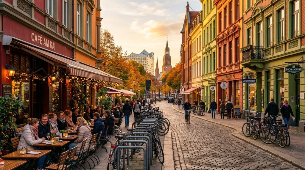 High-quality stock photo of a vibrant Hamburg neighborhood s